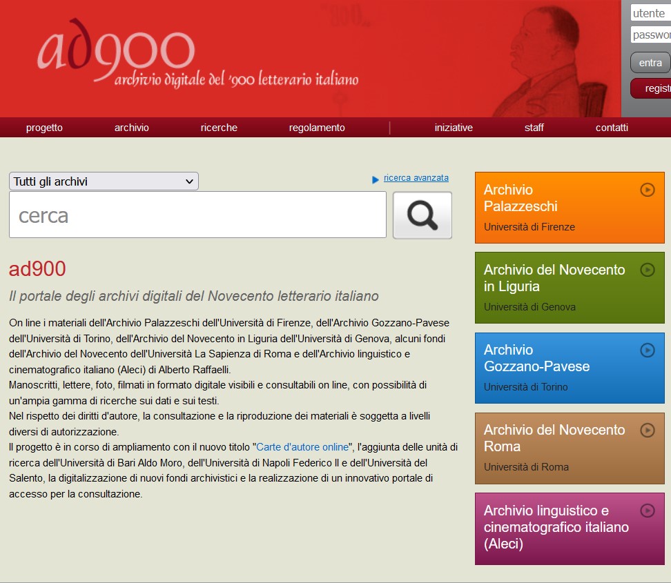 AD900 – archivio digitale del '900 letterario italiano